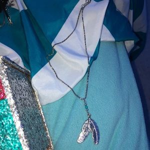 feather necklace silver